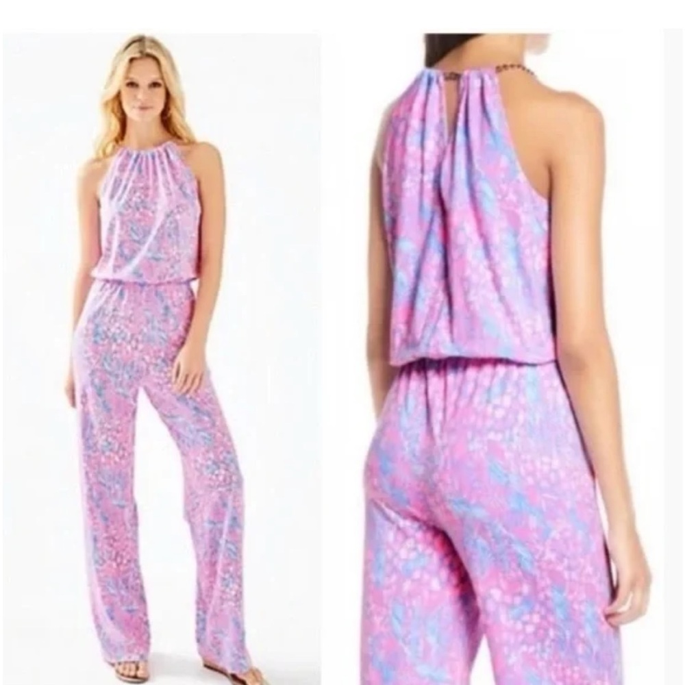 Lilly Pulitzer Bowen jumpsuit in the Pink Sorbet High Altitude print